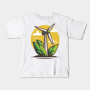 Stay Fashionable and Make a Difference with the Wind Turbine Cartoon Kids T-Shirt